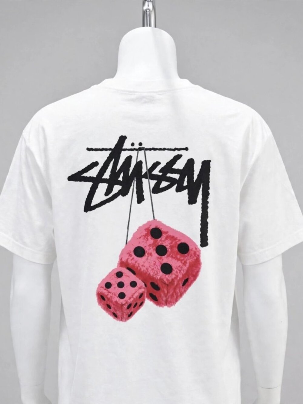 Stussy Dice Graphic Tee White Short Sleeve Shirt Big Back Print NWT Unisex